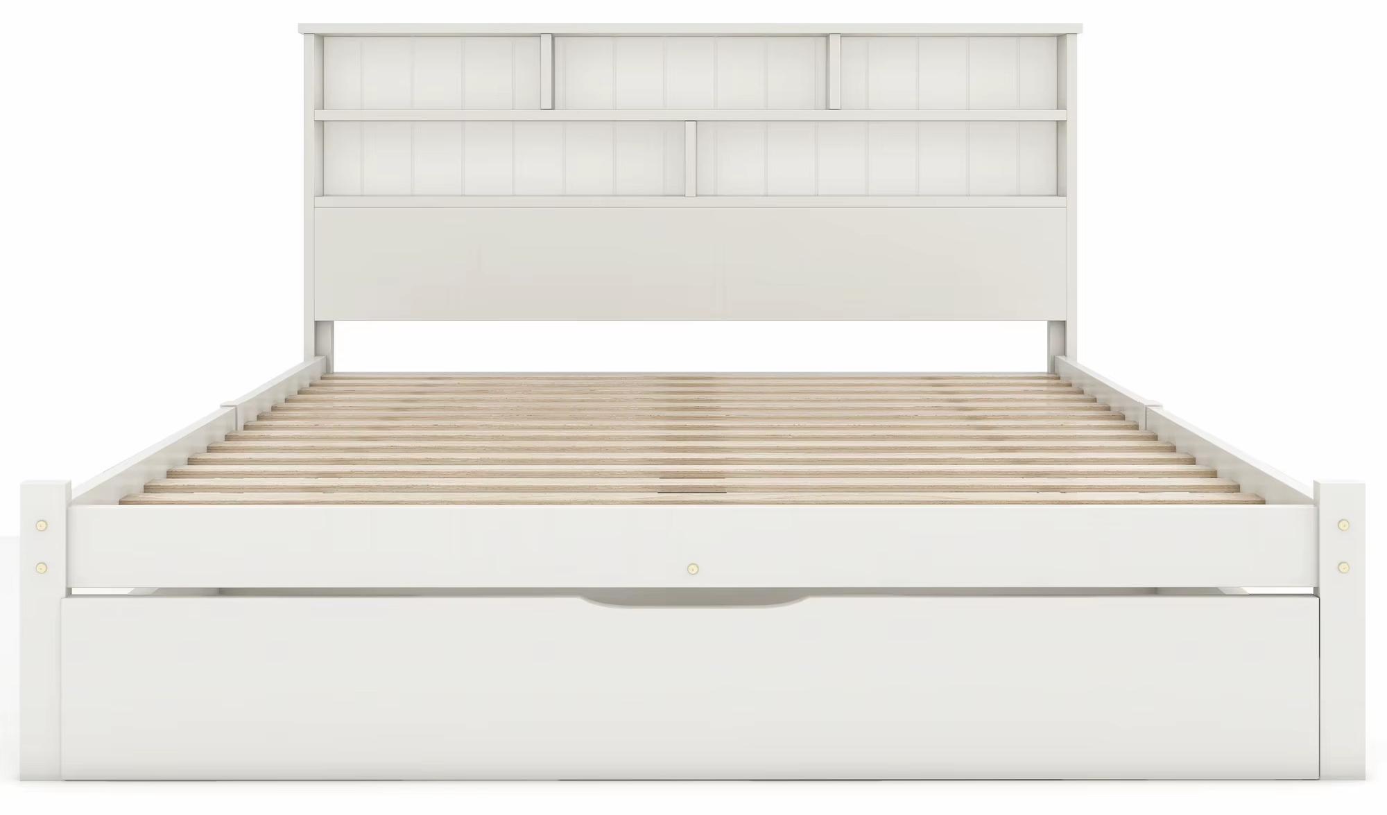 Holzbett - Bettrahmen 140 x 200 cm - Bettkastenschubladen - Integrierter Lattenrost - Holz - Weiß