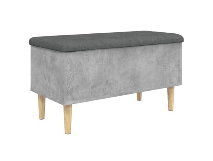 HBBMGYD Aufbewahrungsbank, Betongrau, 82 x 42 x 46 cm, Holz aus Technik Klappdeckel, gepolsterter Sitz, 110 kg pro Sitz, für Flur und Wohnzimmer, Aufbewahrung von Kleidung und Spielzeug