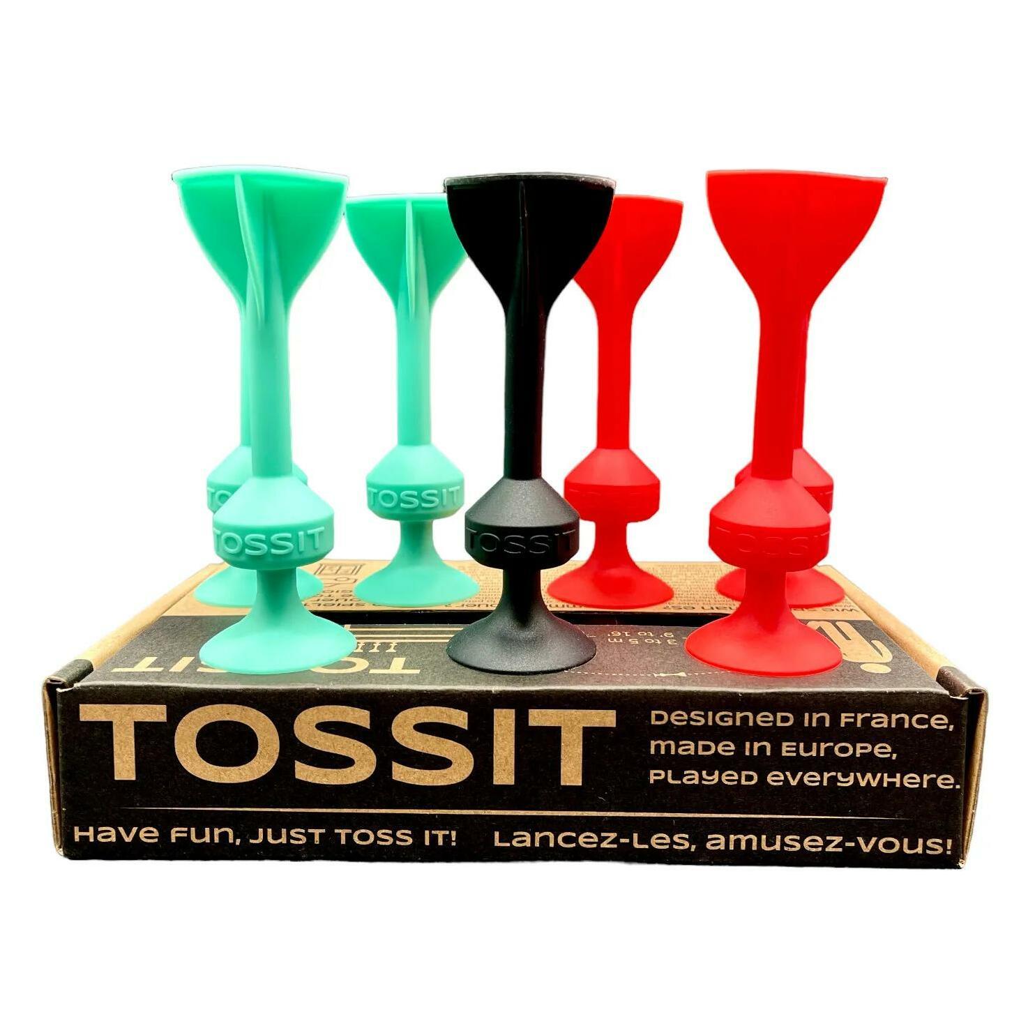 Tossit Saugnapf-Darts - Set für 2 Spieler - Rot-Cyan (Deutsch, Französisch, Multilingual, 2 Spieler) (TOSRECY)