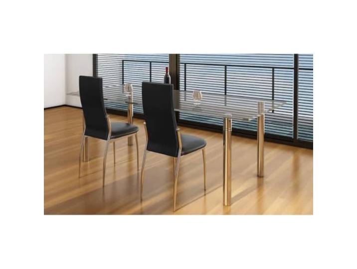 HMDNGOUT Esszimmerstühle 2 STK. Schwarz Kunstleder Ergonomisches Design, Chrombeine, Kunstleder, pflegeleicht, max. 110 kg pro Sitzplatz