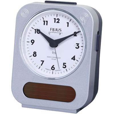 Funkwecker FILIUS ZEITDESIGN, silber (silberfarben, grau), Wecker, Funkwecker, Solar, Beleuchtung, Made in Germany, Schlafzimmer