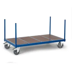 Rollcart Schwerer Rungenwagen (Holzboden) 02-1242, Ladefläche 2000x800mm, Tragkraft 1200 kg, blau