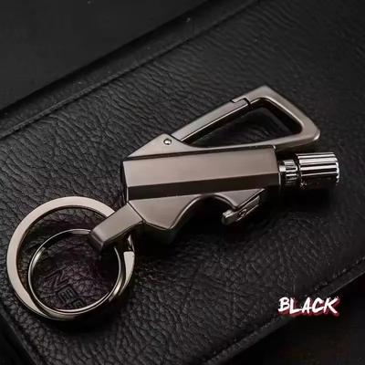 Inspire Daily Merch Outdoor Portable Keychain Bottle Opener With Waterproof Metal Igniter black
