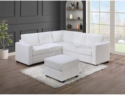 Esofastore Transitional Style 4pc Sectional Set Plastic Legs Milk Finish
