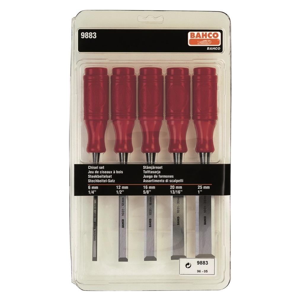 Bahco Stechbeitelsatz mit Griff aus Polypropylen - fünfteilig/Blister-Verpackung (9883)