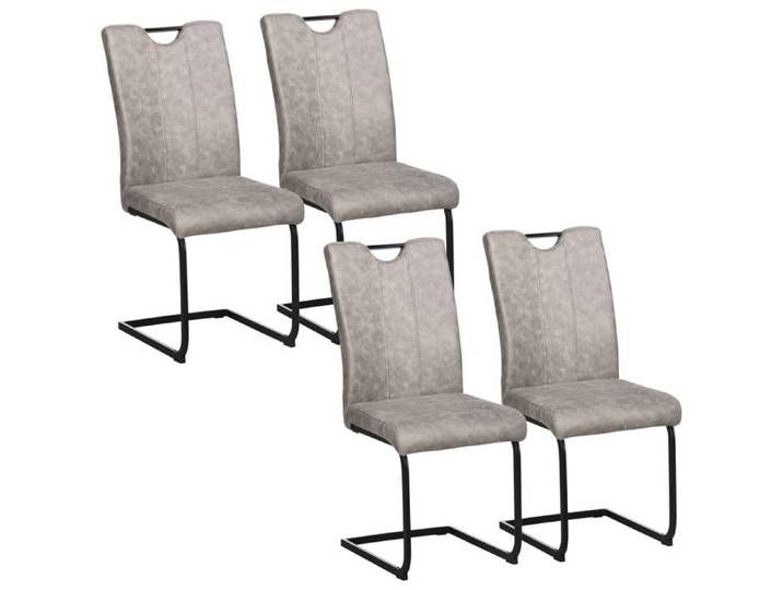 LIA Lot 4 chaises microfibre pieds luge acier gris 43x58 5x99 5cm
