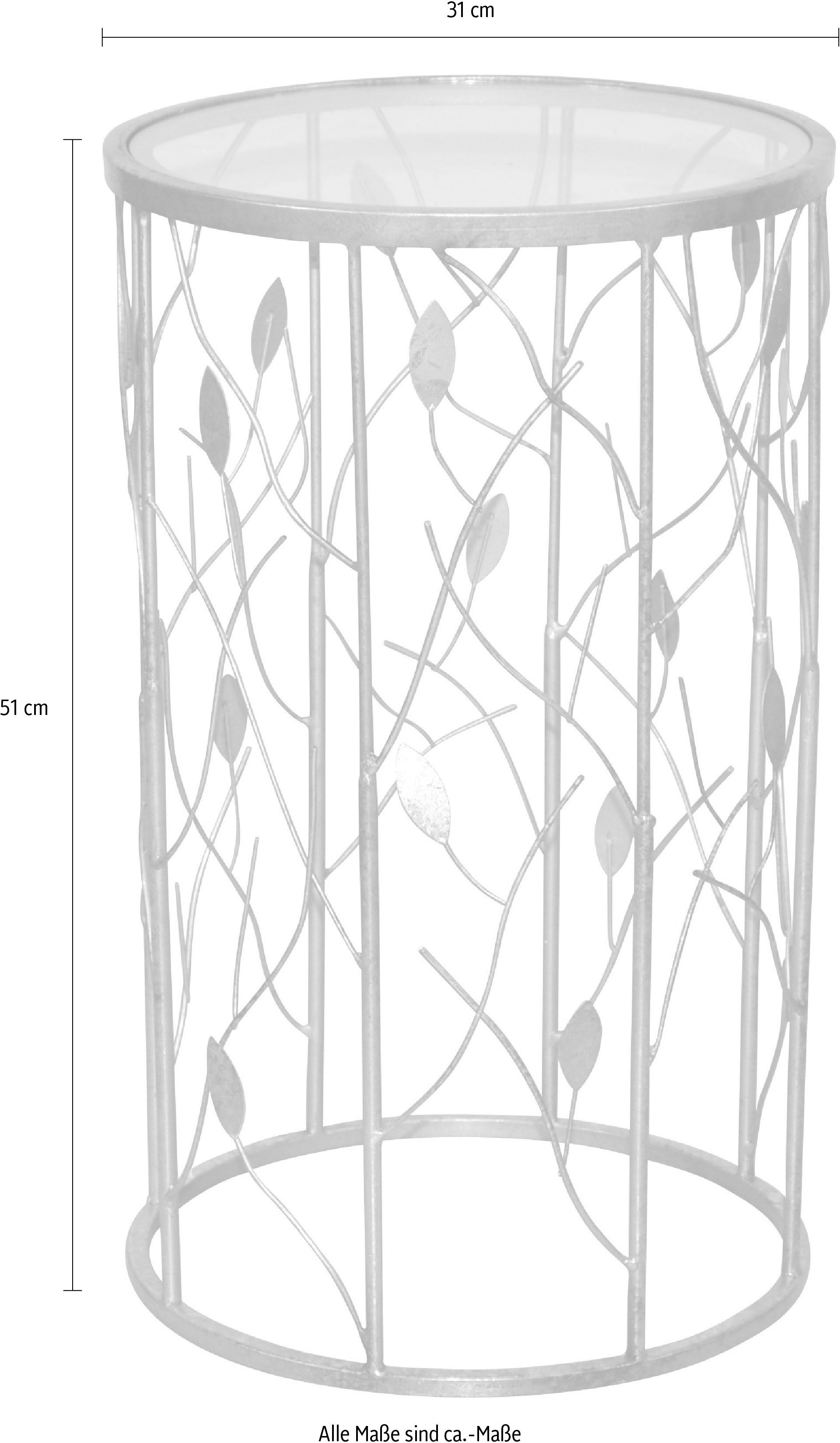 Beistelltisch HOME AFFAIRE, gold (antik goldfarben), B:31cm H:51cm T:31cm, Tische, Beistelltisch, mit Blätterverzierung antik goldfarben B/H/T: 31cm x 51cm x 31cm