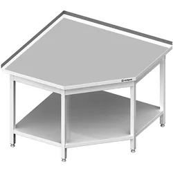 Stalgast Edelstahl Eckarbeitstisch mit Grundboden, 1200x1200x850 mm (Anbau: 600/600 mm), mit Aufkantung, verschweißt