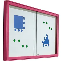 Informationsvitrine W1 mit weißer Whiteboardrückwand