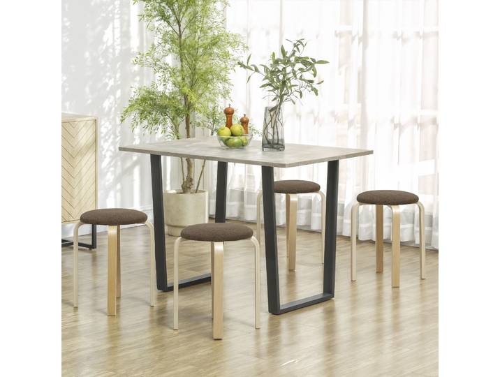 HOMCOM Tabourets Rembourrés Lot de 4 Empilables Bois Brun