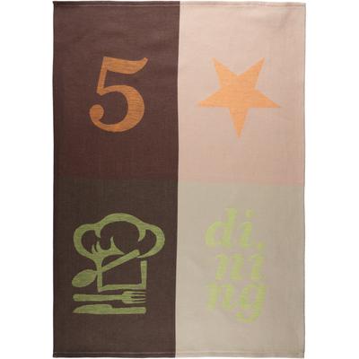 Geschirrtuch STUCO "Gustoso - Jacquard", bunt (braun, natur, orange, hellgrün), B:50cm L:70cm, 50% Baumwolle, 50% Leinen, Geschirrtücher, Geschirrtuch