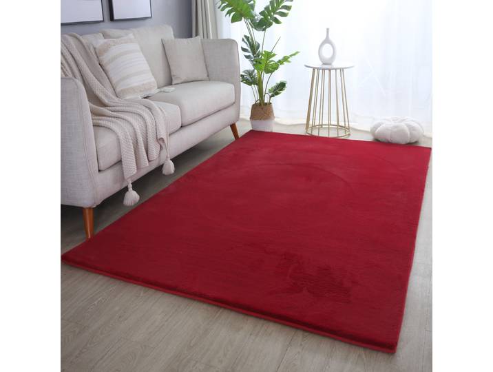Hochflor-Teppich AYYILDIZ TEPPICHE POUFFY 5100 , auch als Läufer und Rund , rot, B:80cm H:20mm L:250cm, Polyester, Teppiche, Hochflor-Teppich, Läufer, weicher glatter Softflor, Kaninchen Fell Haptik, waschbar