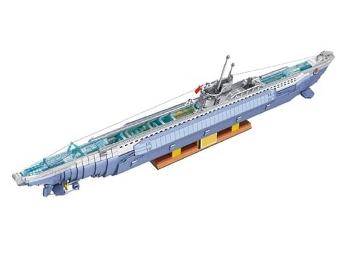 Auforua Technik U-Boot U-552 Modellbausatz, Mit 6172 Teile und 17 Soldat Figuren, WW2 Deutsches U-Boot Klemmbausteine MOC Uboot Bausteine Set, Keine Originalverpackung