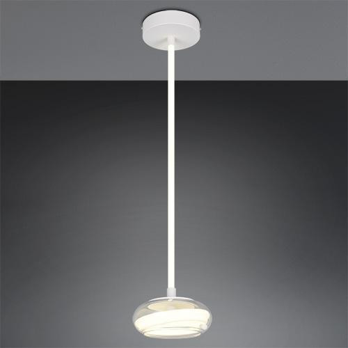 Trio Design hanglamp Tarsia wit modern rond met glas en aluminium Ø 21,5 cm