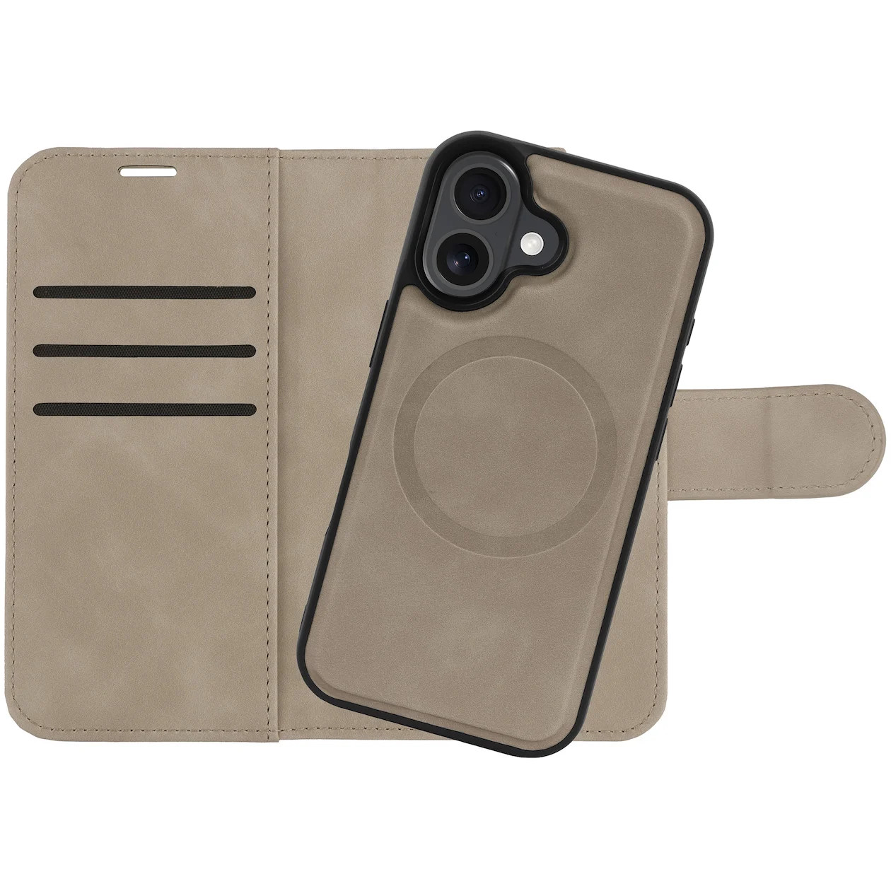 Just in Case Wallet Case 2 in 1 MagSafe voor Apple iPhone 16 Telefoonhoesje Bruin
