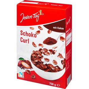 JedenTag Cornflakes Schoko Curl, 750 g, laktosefrei & vegan, mit Kakaopulver, aus Getreide