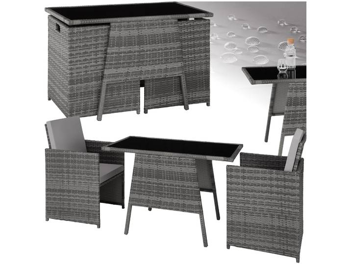 Rattan Sitzgruppe Lausanne 2+1 - grau