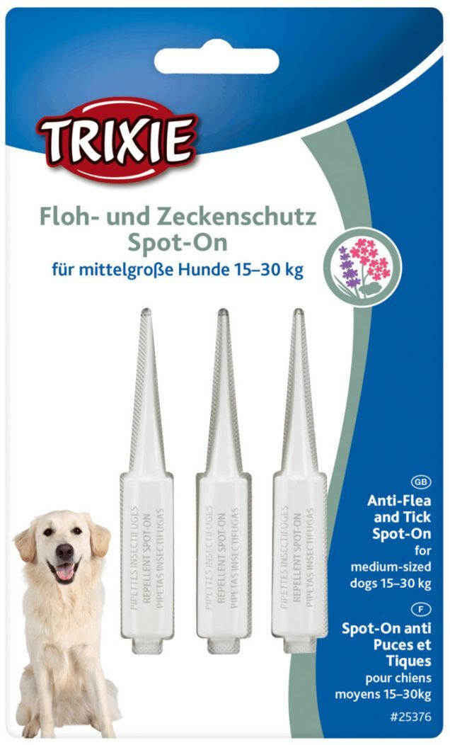 TRIXIE Floh- und Zeckenschutz Spot-On, mittlere Hunde, 3 x 3 ml