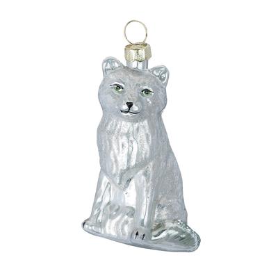 Holly & Jolly 1 Christbaumschmuck Glas 8,5cm Silberfuchs Figur Weihnachtsbaum Anhänger Fuchs Christbaumanhänger Christmas Weihnachtsdeko Glasfigur Silber