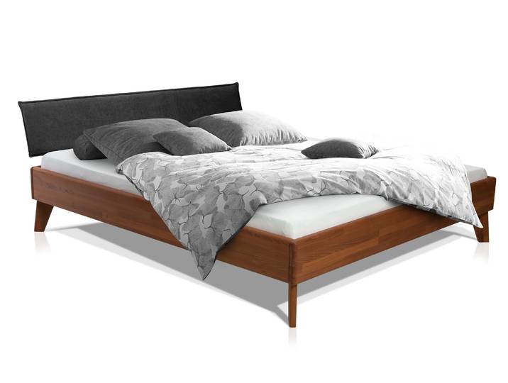 CALIDO 4-Fuß-Bett mit Polsterkopfteil, Material Massivholz