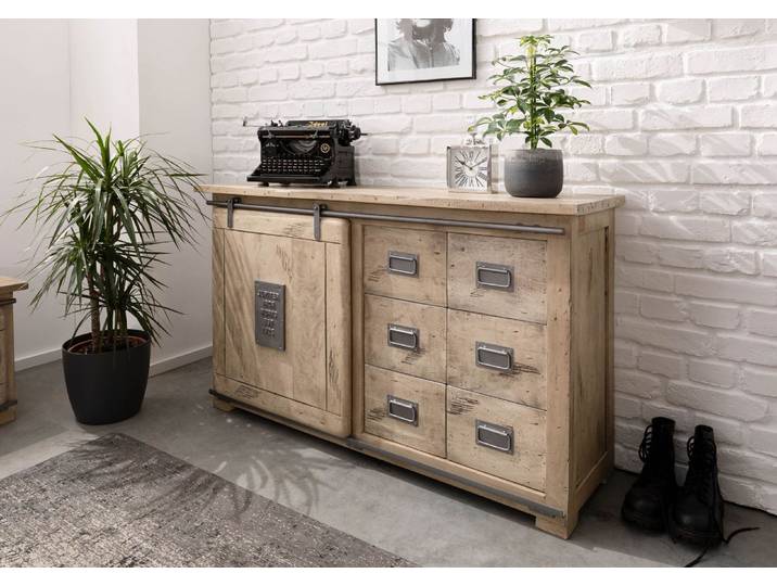 Sideboard Mango 140x45x85 whitewash lackiert RAILWAY #321