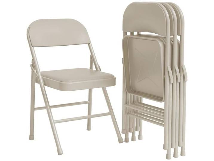 Ensemble 4 chaises pliantes coussins 150kg beige