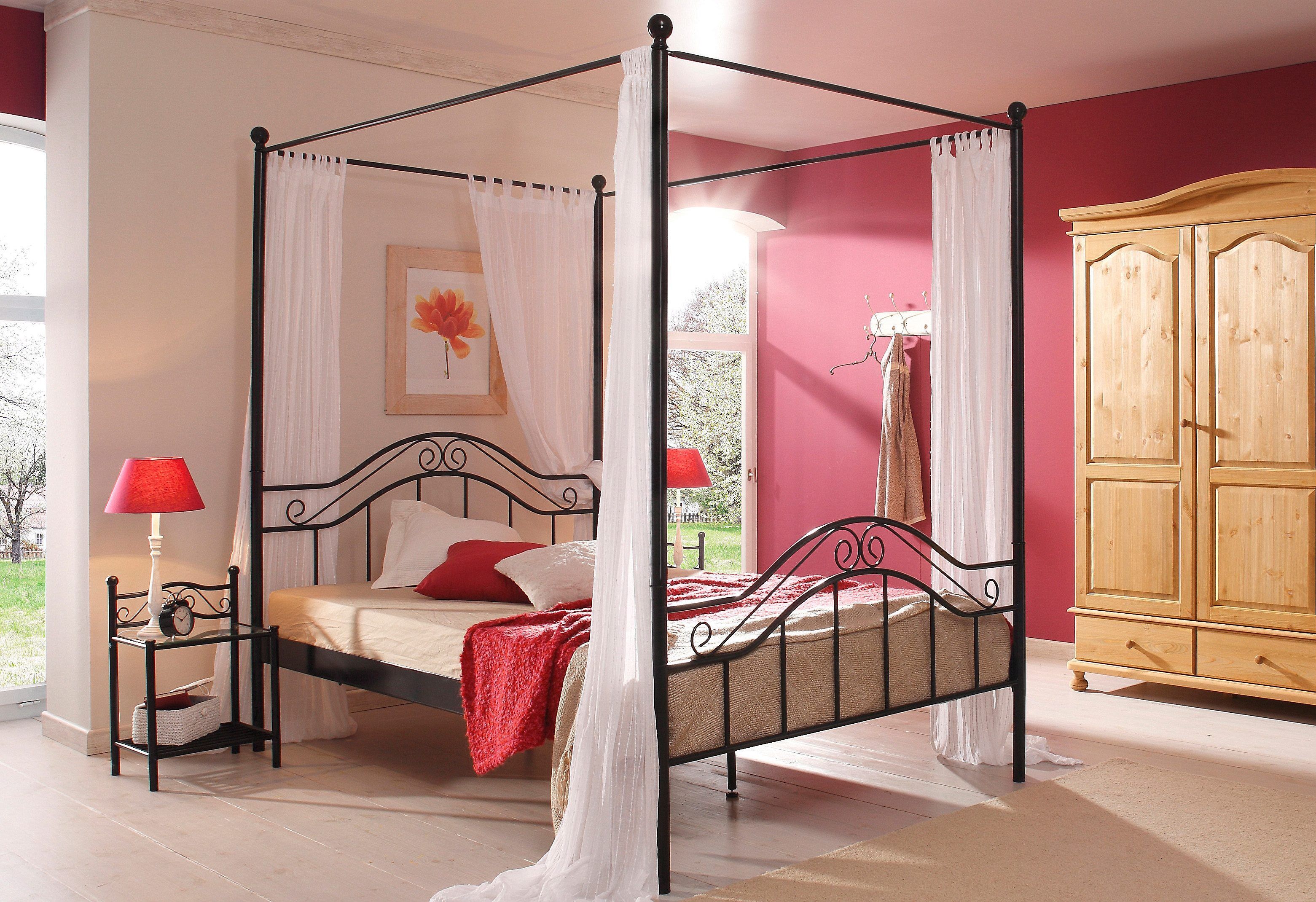 Metallbett HOME AFFAIRE, schwarz, L:210cm, Betten, Metallbett schwarz Liegefläche Länge B: 200cm x 140cm