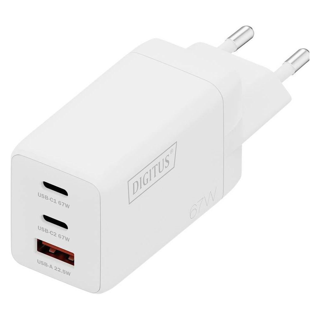 Digitus USB GaN Charger 67W, 2x USB-C, 1x USB-A (67 W, 3 Ports) (DA-10303)