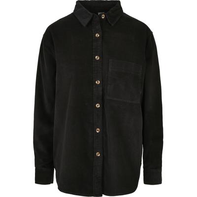 Langarmhemd URBAN CLASSICS "Urban Classics Damen Ladies Corduroy Oversized Shirt", Damen, Gr. 3XL, US-Größen, schwarz, 100% Baumwolle, unifarben, Hemden