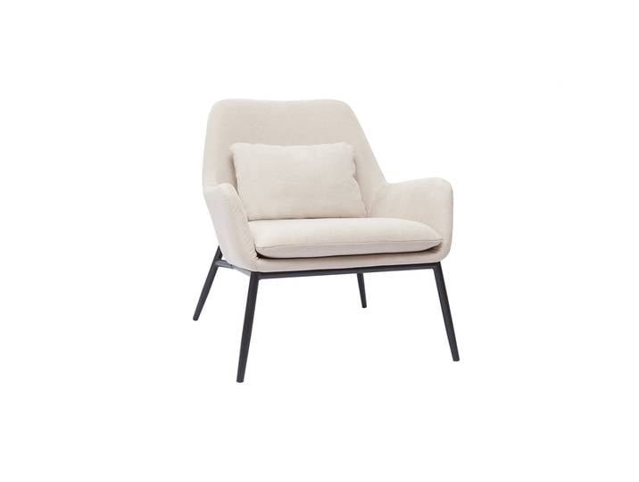 Design-Sessel im beigen Samtdesign mit schwarzem Metall MAXINE