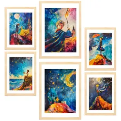 POSTER Set Mit 6 Kinderfilme A3 & A4 Rahmen Aus Hellem Holz