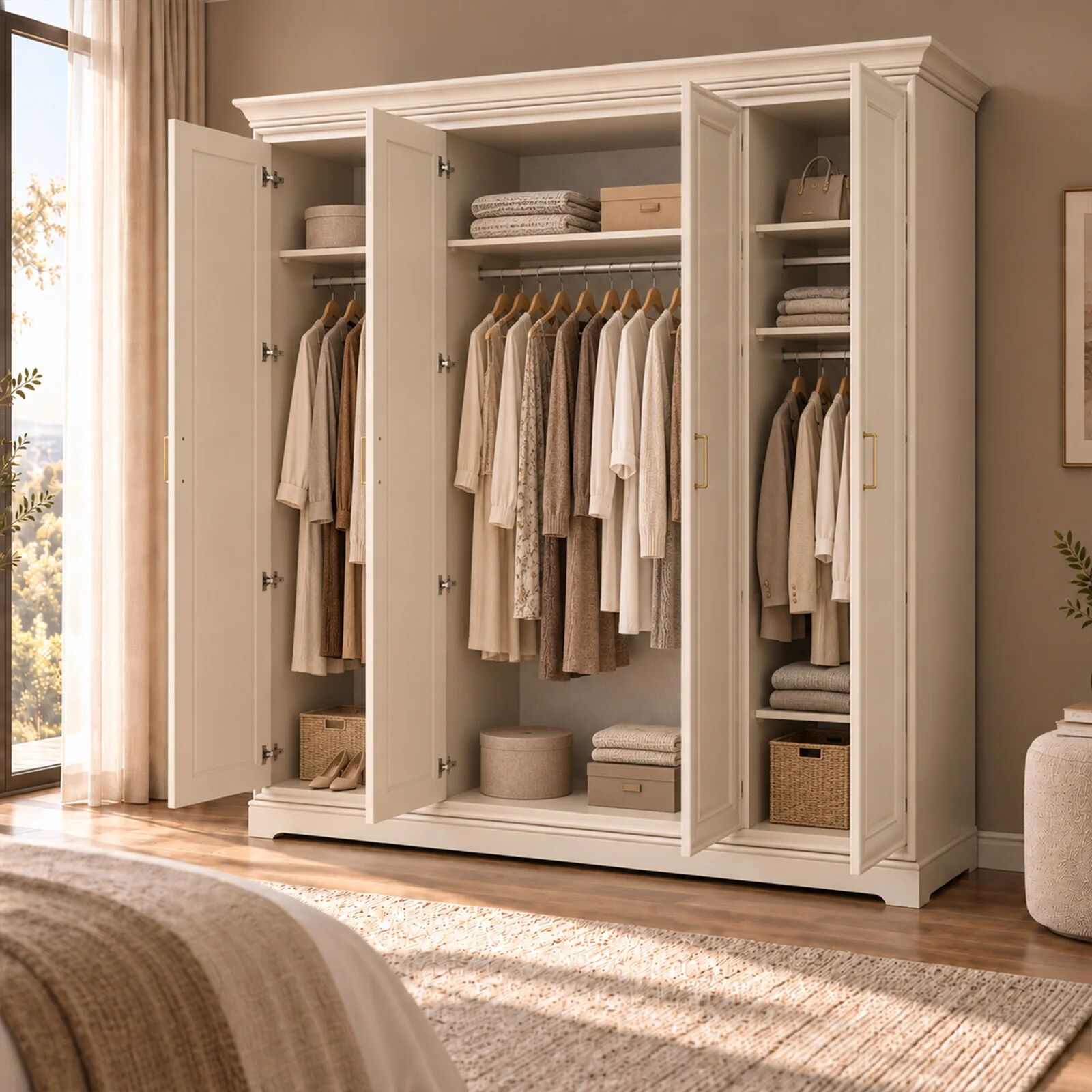 garneroarredamenti Armadio 210x216h cm 4 ante shabby beige cashmere Amalia