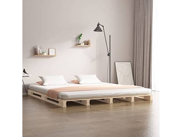Massives Kiefernholz Palettenbett Modern Klassisch 200x200 cm Braun Palettenbett 200x200 cm Massivholz Kiefer Bettgestell Lattenrost Stabil Schlafzimmer Modern Naturholz