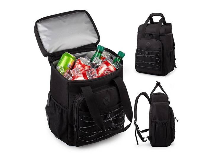 LuxusKollektion Kühltasche Kühlrucksack isoliert auslaufsicher Großkapazität Camping Schwarz