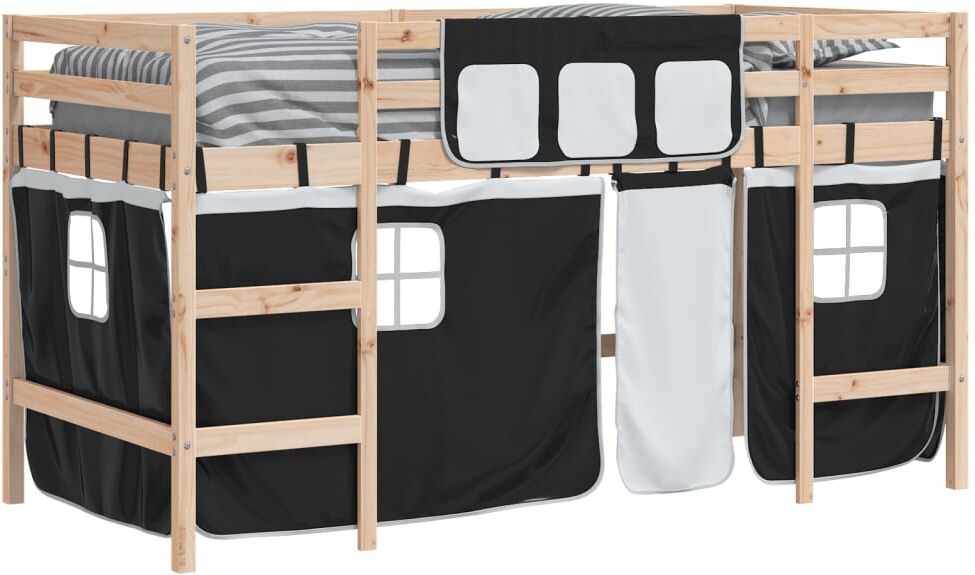 vidaXL Lit mezzanine pour enfants avec rideaux sans matelas 80x200 cm