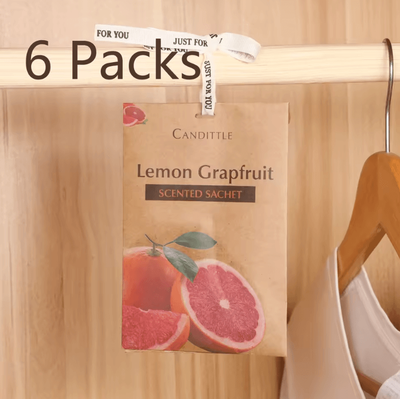 Inspire Curations 6 Pack Aromatherapy Scented Sachet Set Long Lasting Scented Sachets For Closet, Drawer & Car Freshening 6 Packs Grapefruit