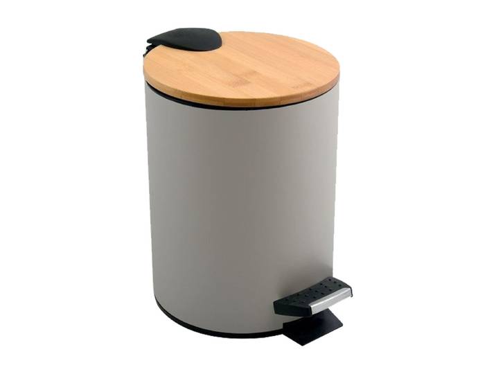 Spirella Badezimmer Treteimer Steel/ Bamboo ADONIS 5L Hellgrau