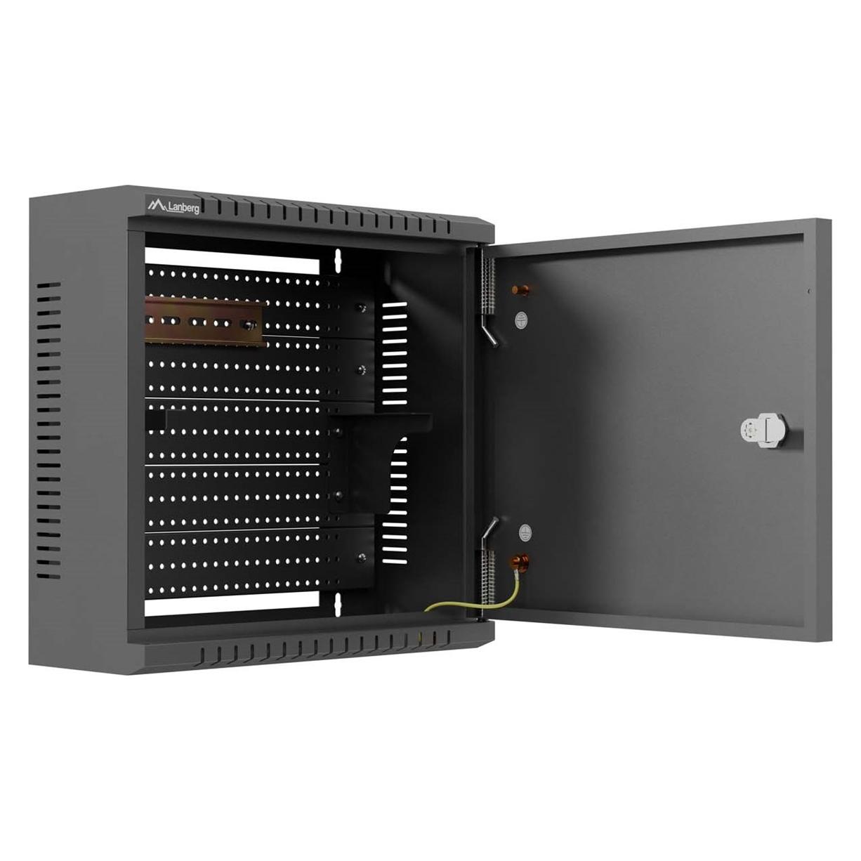 Lanberg Szafa SZAFA INSTALACYJNA TPR 10" Z PŁYTĄ MESH 340X340X140 CZARNA (ZŁOŻONA) (2 HE, 10 Zoll Rack) (WAT1-3414-00B)