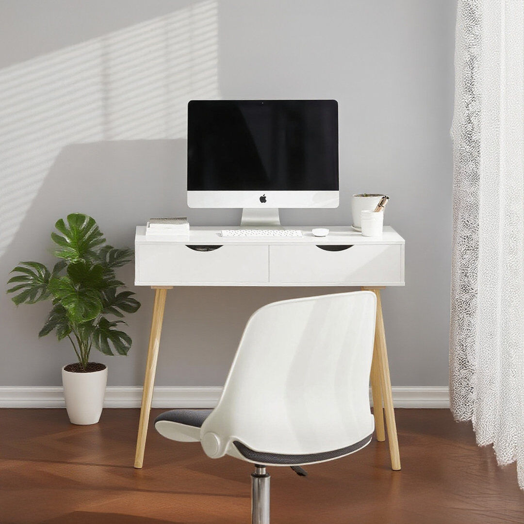 Hykkon Serafina Writing Desk White 77cm H X 90cm W X 45cm D