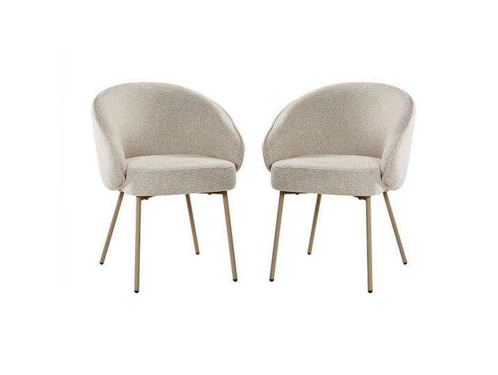 Calicosy Stühle 2er-Set aus Stoff Beine aus Metall beige 62/60/81 cm, Beige, Textil, 60x81x62 cm, Esszimmer, Stuhl