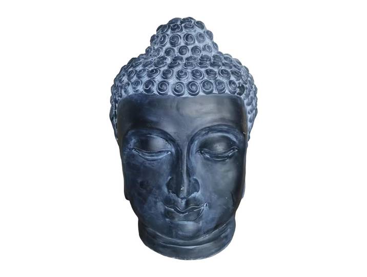 Relaxdays Dekofigur Anthrazit Buddhakopf, Kunststoff, 36x55x32 cm, Dekoration, Dekofiguren & Skulpturen, Buddha-Statuen