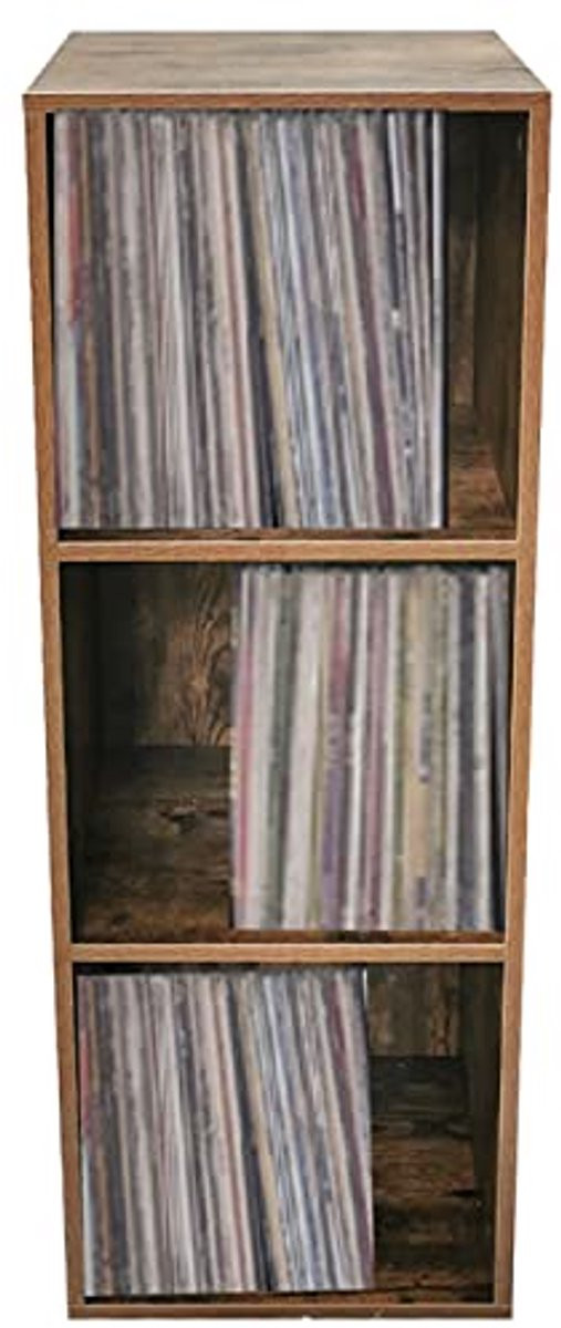 Boekenkast voor LP Vinyl Platen in Vintage Bruin