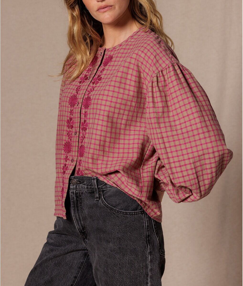 APACHES COLLECTIONS Blouse brodée à carreaux, BINU