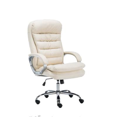 Décoshop26 - Bürostuhl auf Rollen mit Kippmechanismus bis 235 kg in cremefarbenem PVC und verchromtem Metall 10_0002397 10_0002397