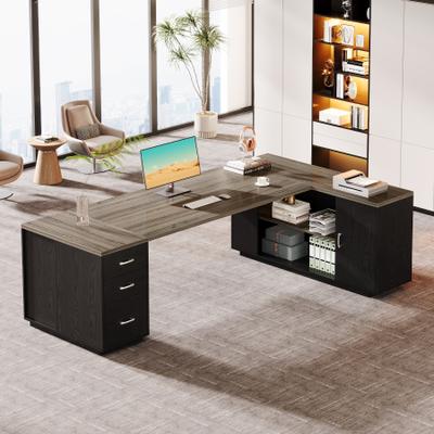 BLUEBELL "85.8"" L-Shaped Executive Desk, Extra Large Office Desk with Drawers"