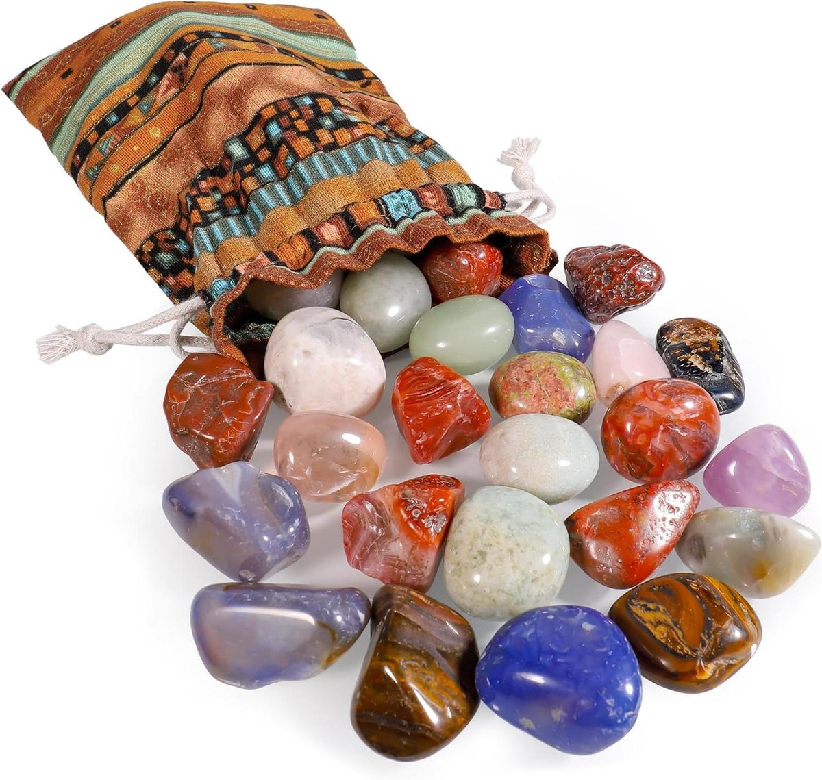 Edelstenenset voor kinderen met natuurstenen trommelstenen, multicolor, 400 gram, 1,5-3 cm