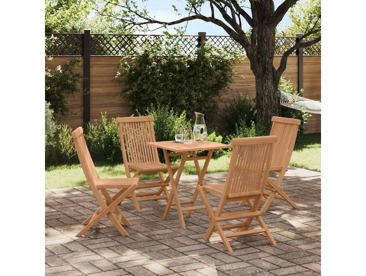 vidaXL Faltbare Garten-Essgruppe 5 pcs Natur Massivholz Teak