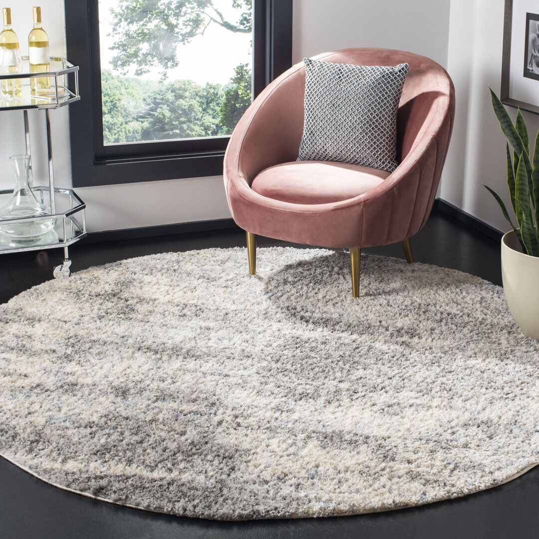 Etta Avenue Caius Shag Neautral/Blue Round 160cm