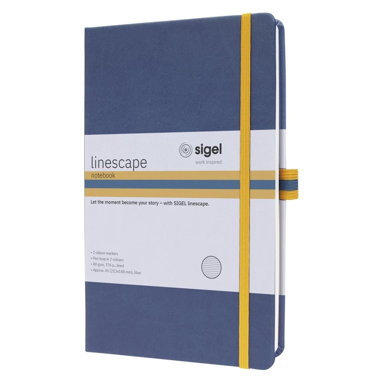 Sigel linescape LS105 Notizbuch liniert Blau Anzahl der Blätter: 88 DIN A5 hoch (Liniert, Harter Einband) (LS105)