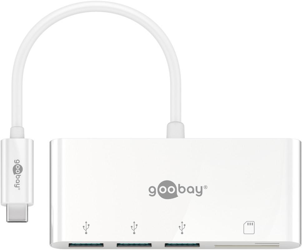 Goobay USB-C multiport adapter met kaartlezer, wit, 0,15 m